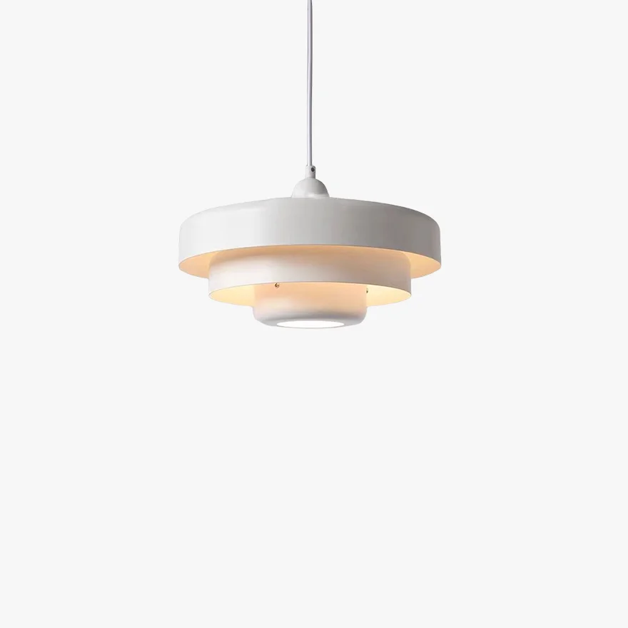 Morandi Metal Frisbee Living Room Pendant Light, Green/Orange/White, Trichromatic Light