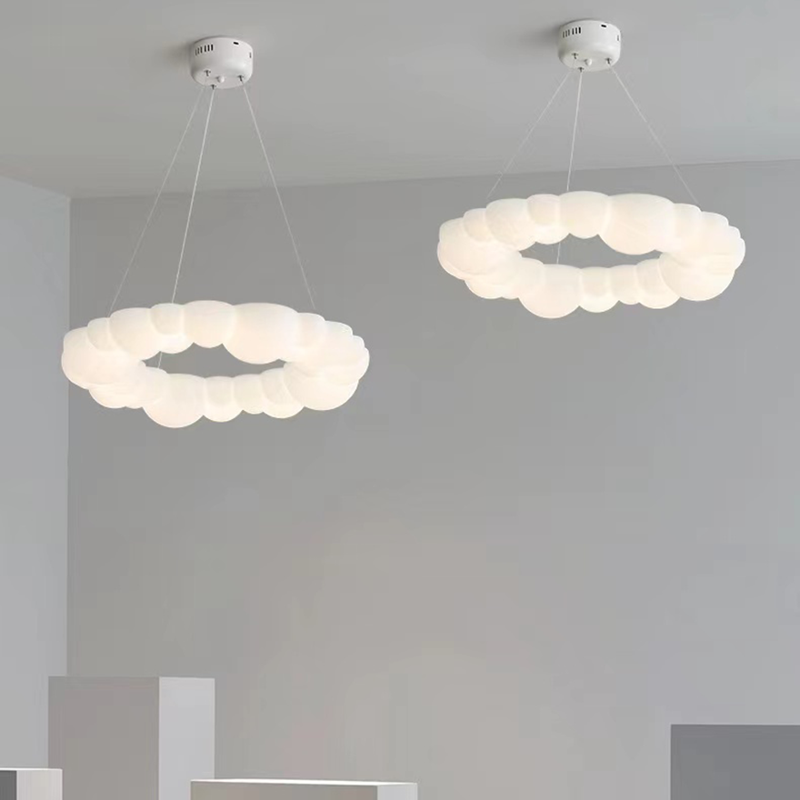 Decorative Metal And Acrylic Cloud Living Room Pendant & Ceiling Light With Dimmer, White