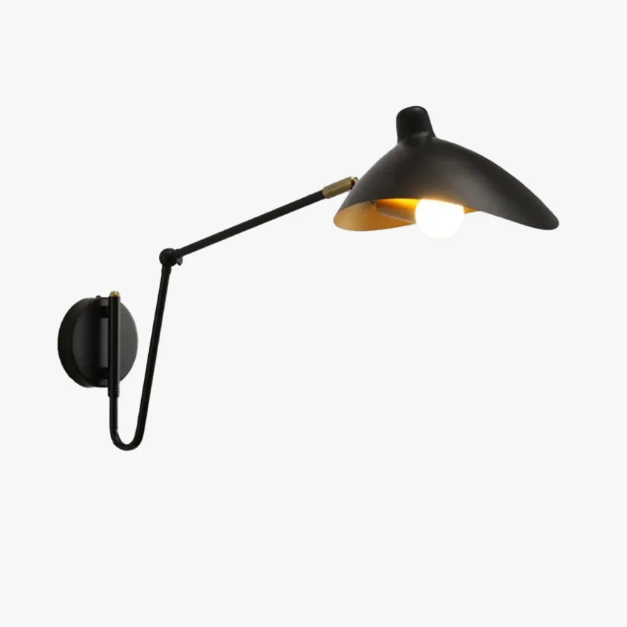 Minimalist Metal Hooded Living Room Wall Lamp, Black/Black-Gold