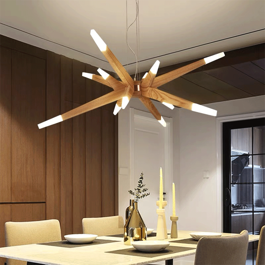 Natural Wooden Natural  Living Room Pendant Light, Log Color