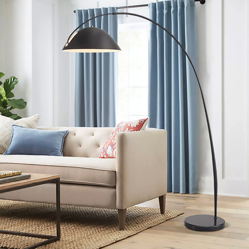 Minimalist Metal Curved Living Room Floor Lamp, Black