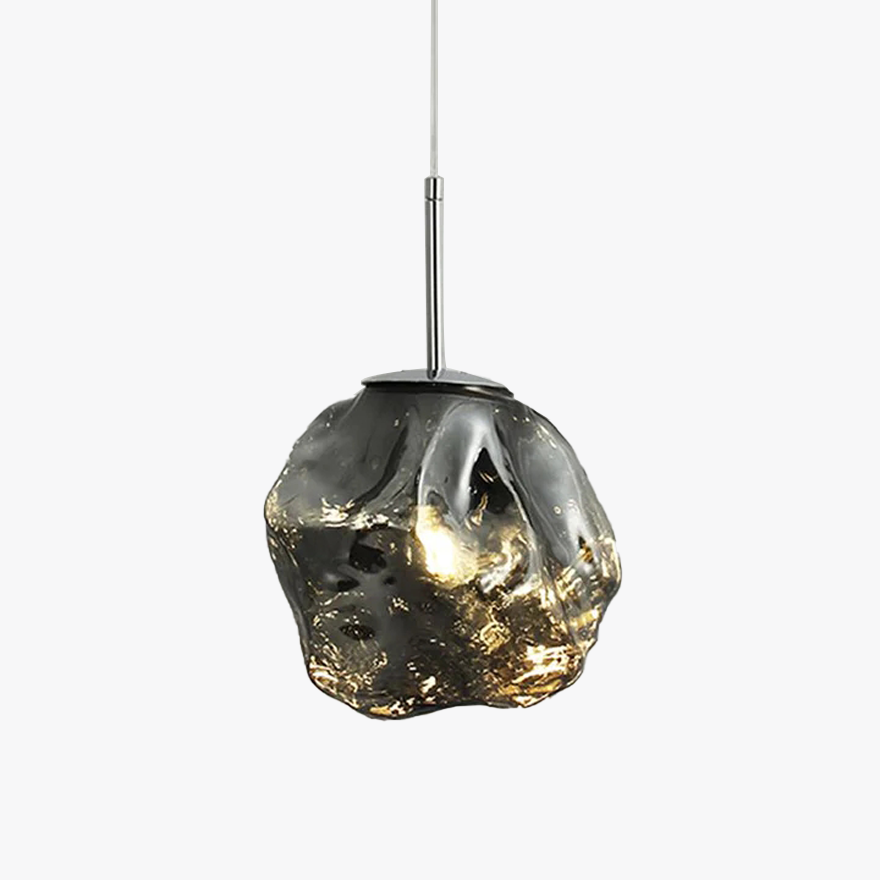 Designer Metal And Glass Rocky Kitchen Island Pendant Light, Gold/Rose gold/Silver/Smoke Gray