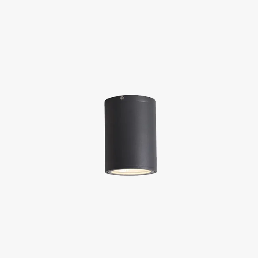 Modern Metal And Glass Cylindrical Balcony Ceiling Light, Black