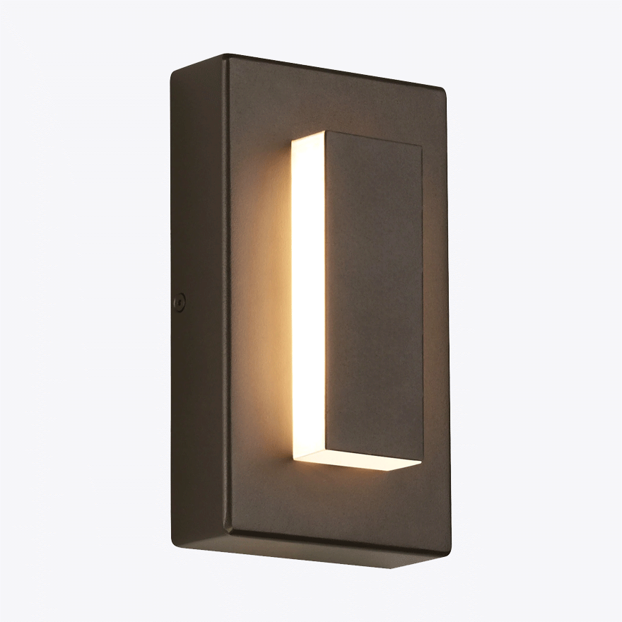 Unusual Metal And Acrylic Rectangular Garden Wall Lamp, Black/Dark Grey