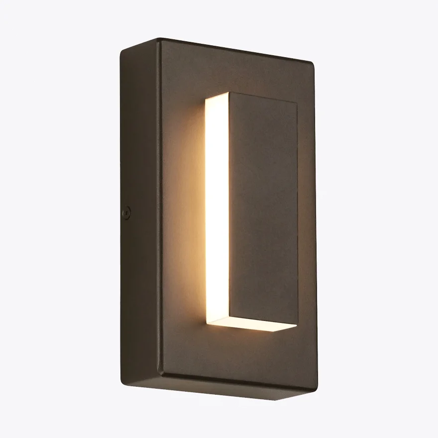 Unusual Metal And Acrylic Rectangular Garden Wall Lamp, Black/Dark Grey