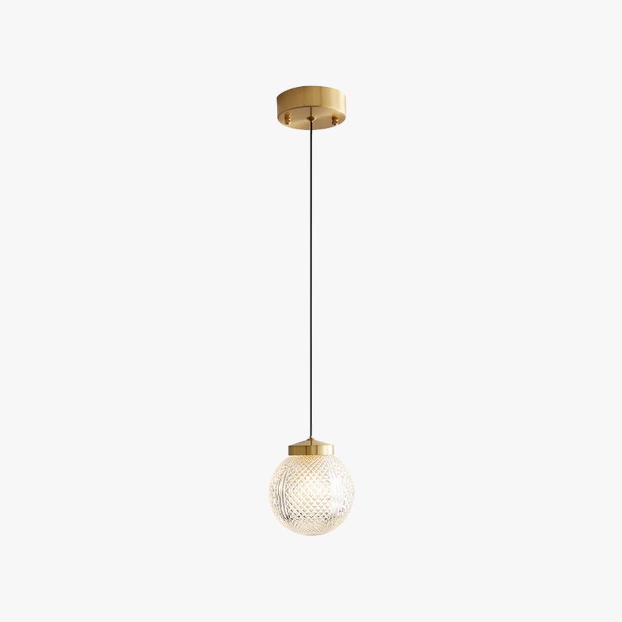 Nordic Metal Circle Glass Bedroom Pendant Light, Gold