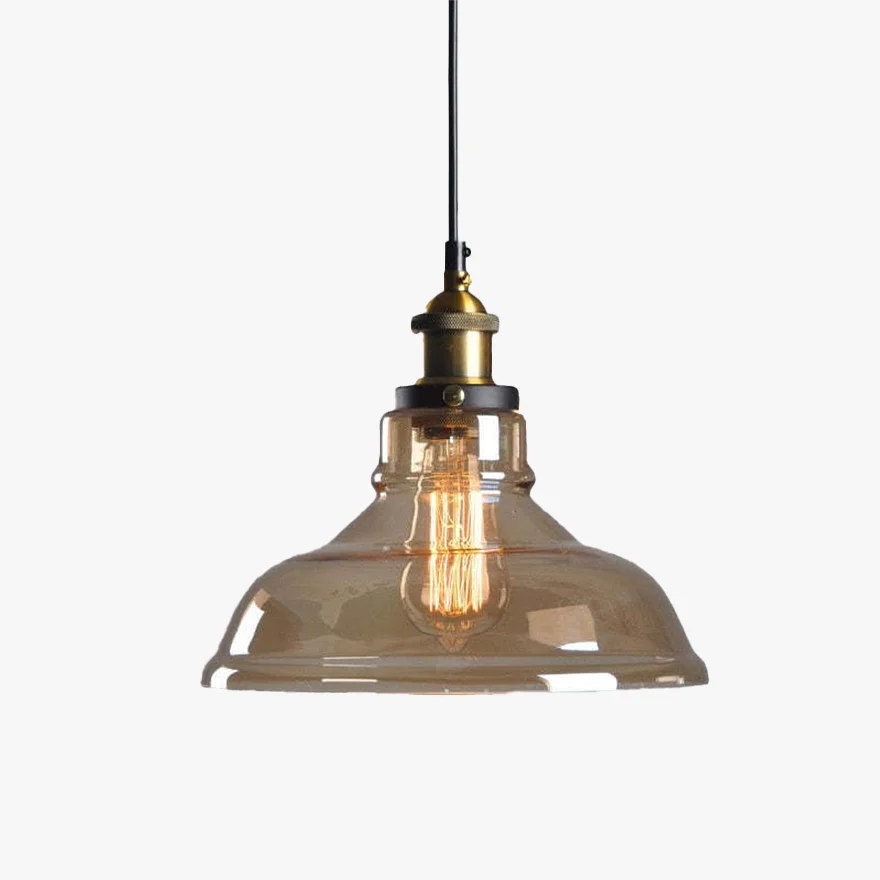 Modern Metal And Glass Geometric Kitchen Pendant Light, Clear/Amber/Smoke Grey