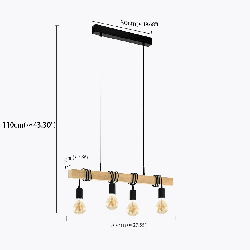 Wood Chandelier Light Pendant Lamp Adsjutable