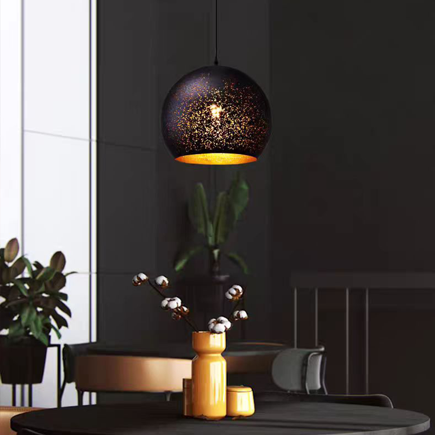 Unusual Metal Geometric Living Room Pendant Light, Black-Gold