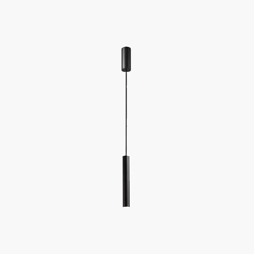 Minimalist Metal Cylindrical Bedroom Pendant Light, Black