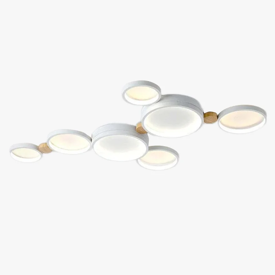 Contemporary Metal And Wooden Round Living Room Ceiling Light, Green/Grey/White