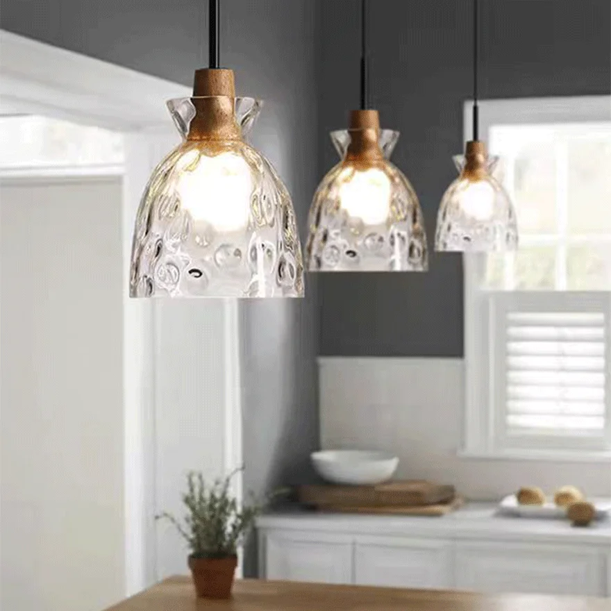 Nordic Glass Geometric Kitchen Pendant Light, Clear