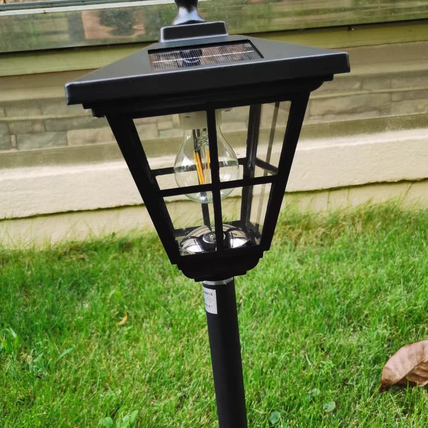 Retro Metal And Acrylic Trapezoid Outdoor Bollard Light, Black