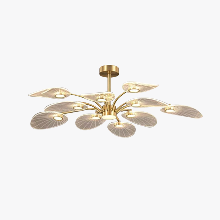 Modern Metal And Acrylic Bedroom Chandelier Pendant Light, Gold, Trichromatic Light