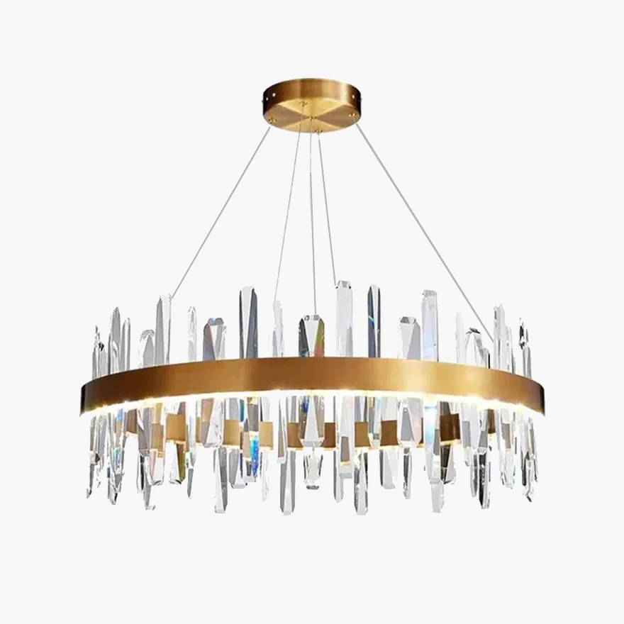 Modern Stainless steel And Crystal Ring Chandelier Pendant Light, Black/Gold