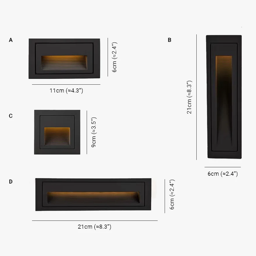 Modern Metal And Glass Square Outdoor Deck & Step/Ground Light, Black/White/Grey