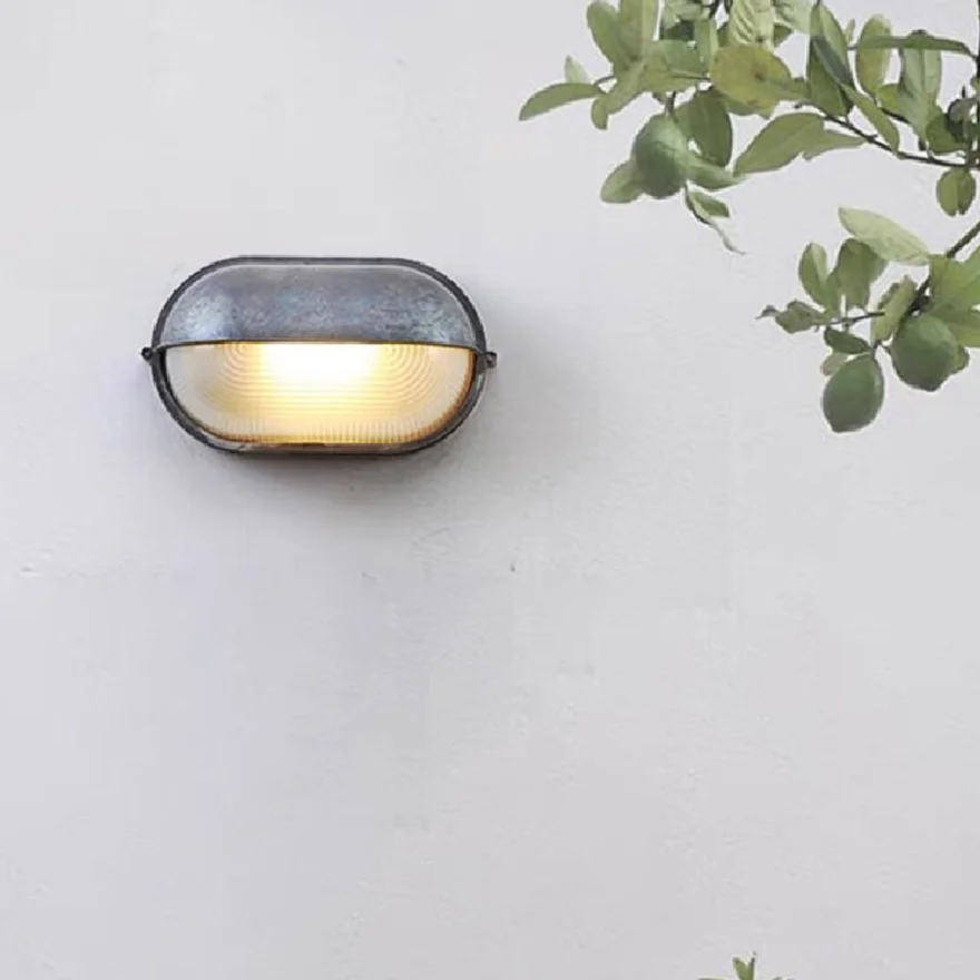 Minimalist Metal And Glass Geometric Outdoor Wall Lamp, Gold/Silver