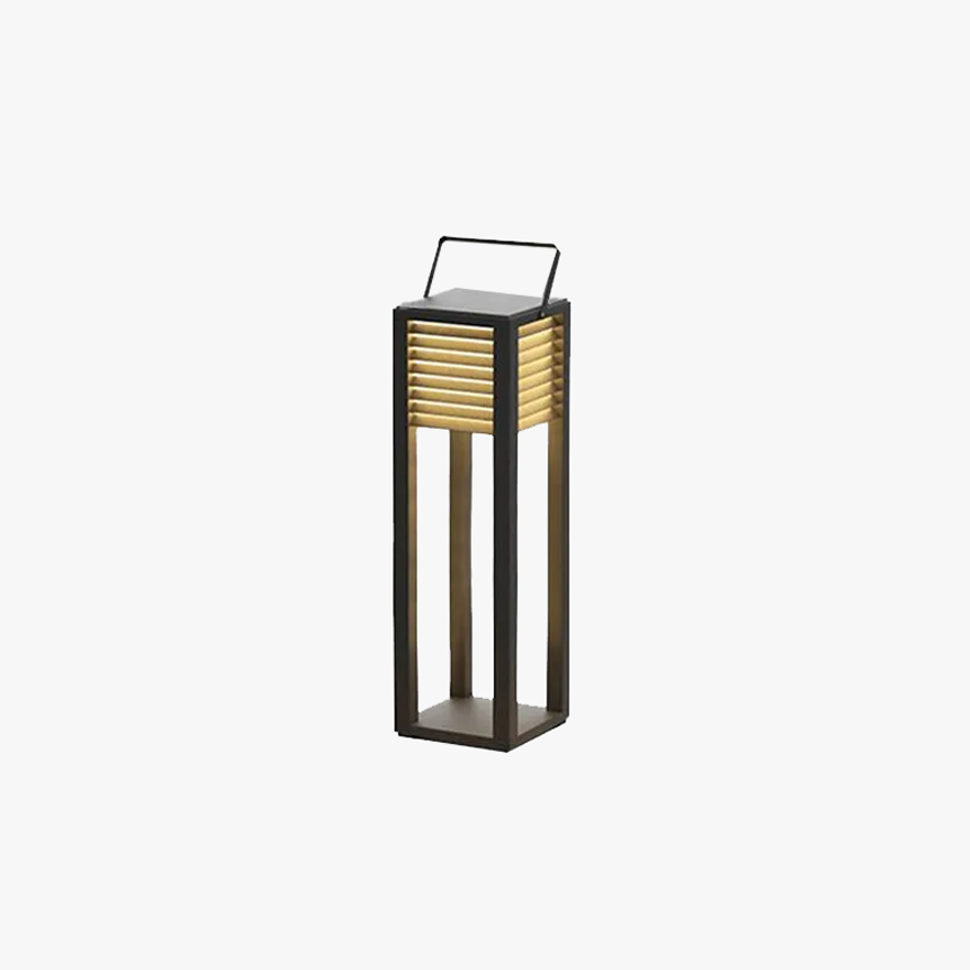 Modern Metal And Acrylic Rectangular Outdoor Floor Lamp, Black