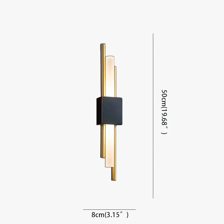 Nordic Metal Linear Bedroom Wall Light, Black/Black-gold/Gold