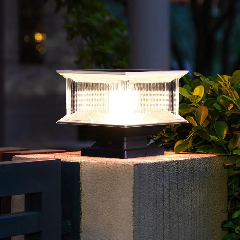 Modern Metal And Acrylic Rectangular Outdoor Pathway Light, Trichromatic Light