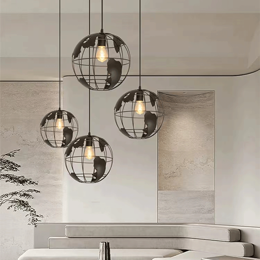 Modern Metal Cluster Dining Room Pendant Light, Black/White