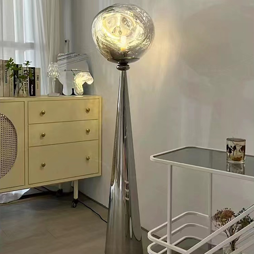 Designer Metal And Acrylic Rocky Bedroom Floor Lamp, Chrome/Gold/Rose/gold/Smoke/Grey