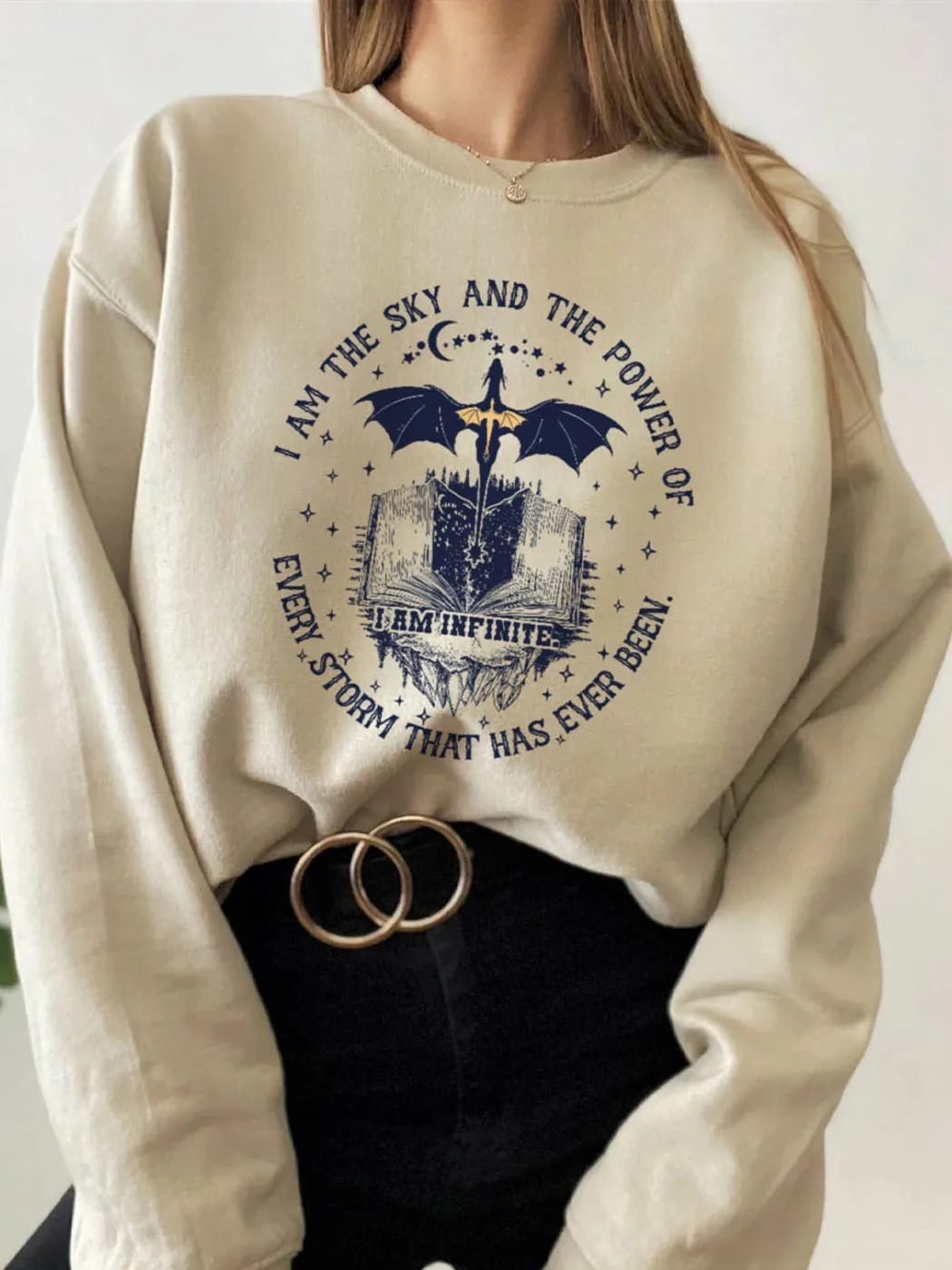 Women Book Print 90s Y2K Sweatshirt