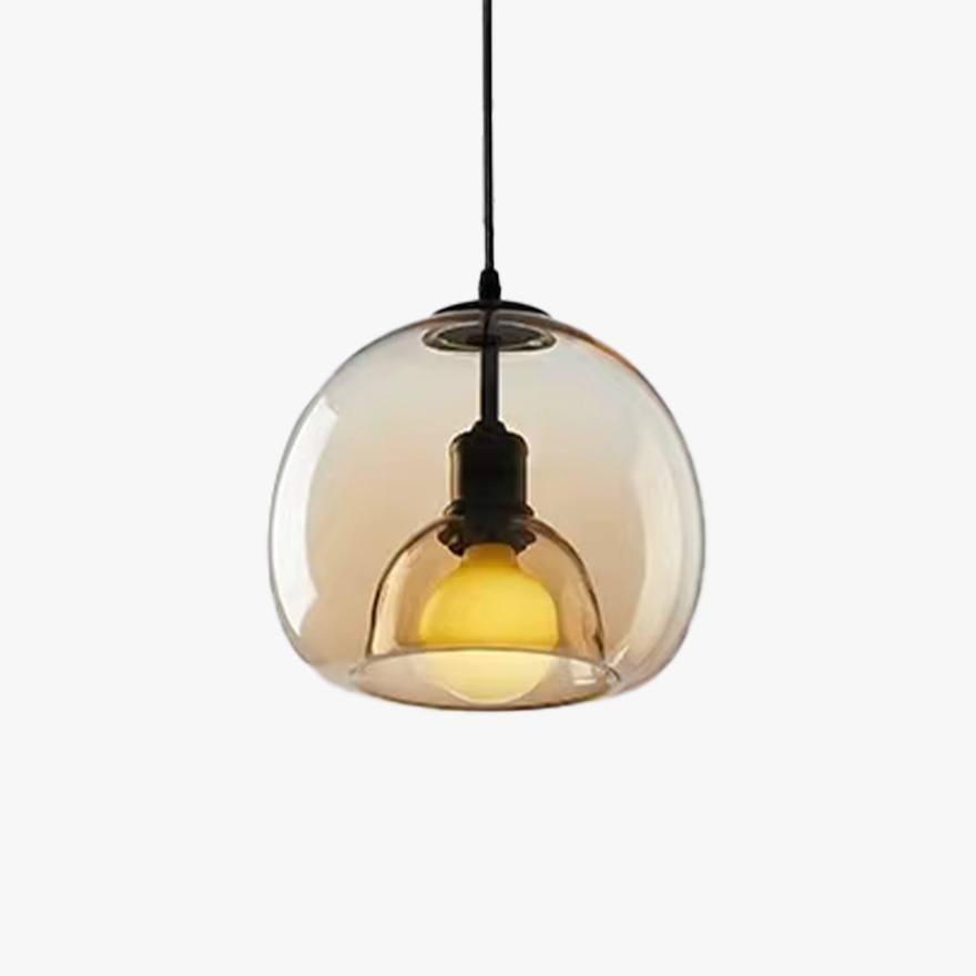 Classical Glass And Metal Arched Living Room Pendent Light, Amber/Clear/Smoke Grey