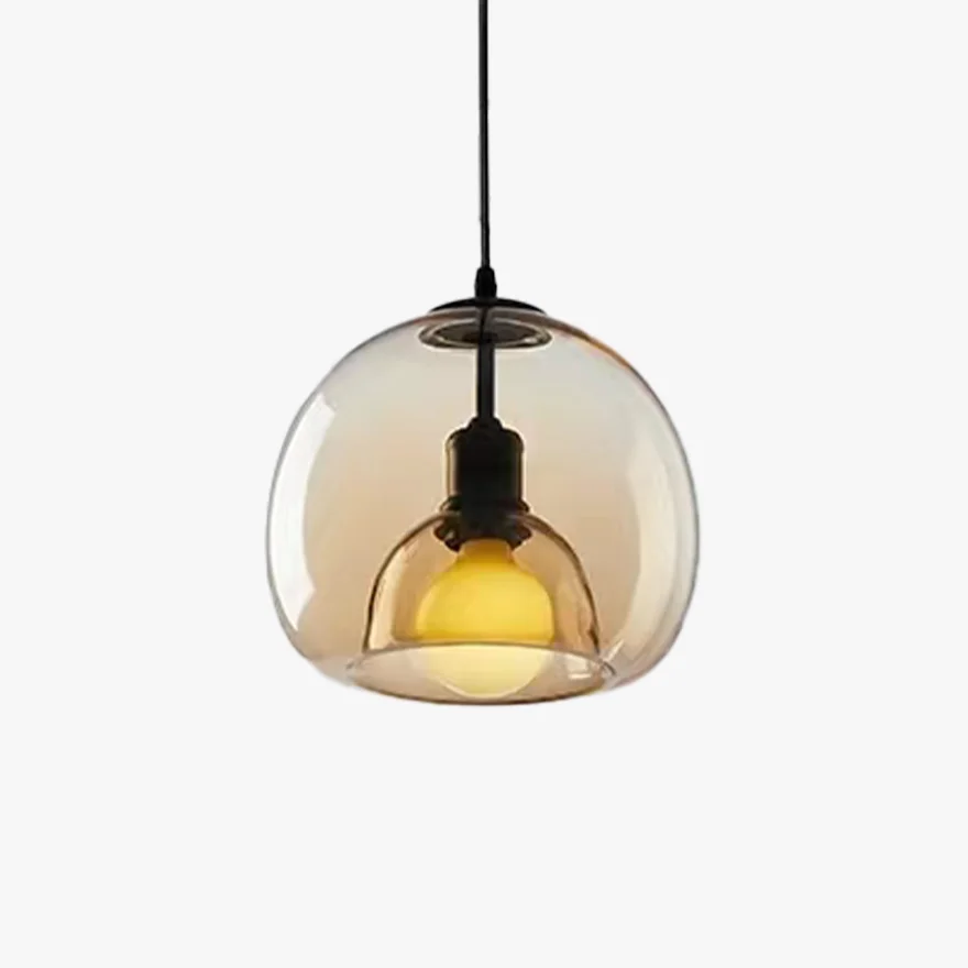 Classical Glass And Metal Arched Living Room Pendent Light, Amber/Clear/Smoke Grey