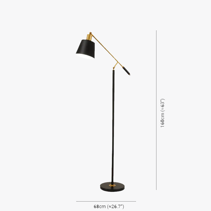 Minimalist Metal Geometric Bedroom Floor Lamp, Black