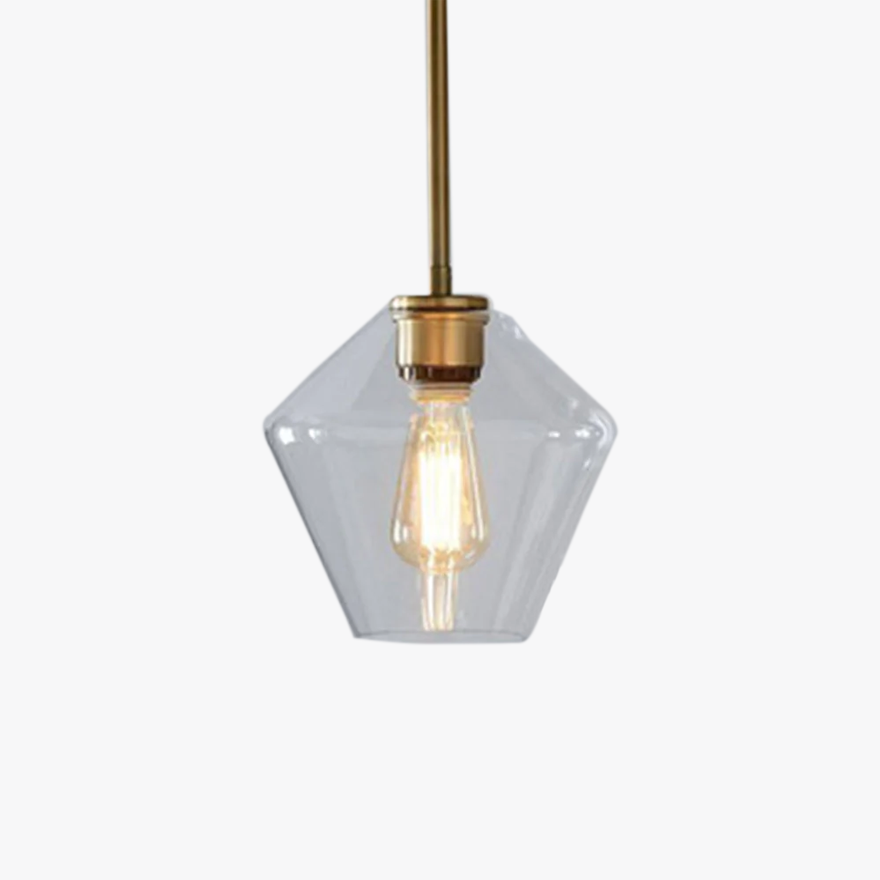 Modern Metal And Glass Geometric Study Room Pendant Light, Amber/Clear