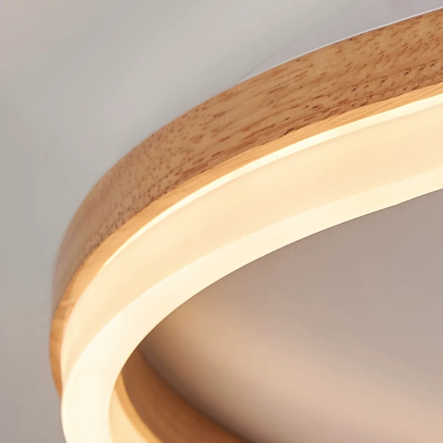 Modern Wooden And Acrylic Ring Study Room Ceiling Light, Log Color