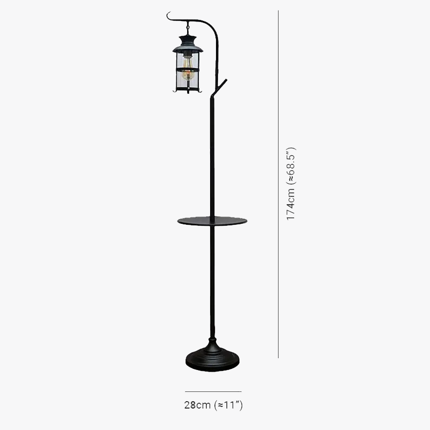 Art Deco  Metal And Glass Lantern Children's Room Floor Lamp, Black/White