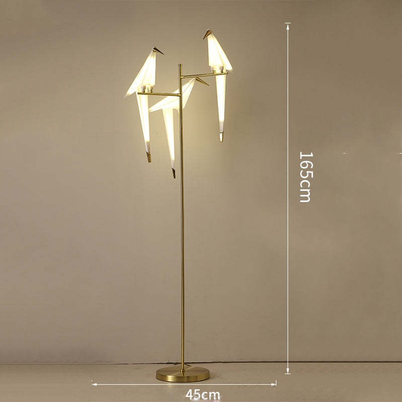 Contemporary Metal Bird Indoor Floor Lamp, Gold