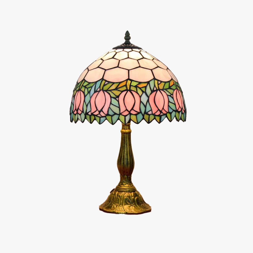 Art Deco Metal And Glass Dome Bedroom Table Lamp, Multicolor | Liiffy