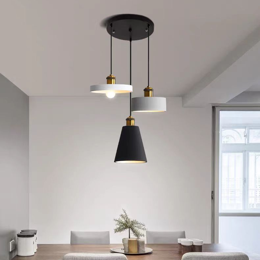 Morandi Metal And Resin Geometric Dining Room Pendant Light, Black/Grey/Orange/White