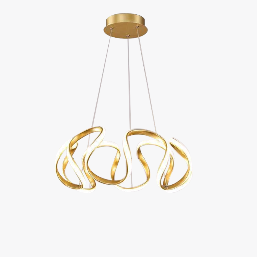 Modern Metal And Acrylic Wave Dining Room Pendant Light, Brown/Gold/Gray