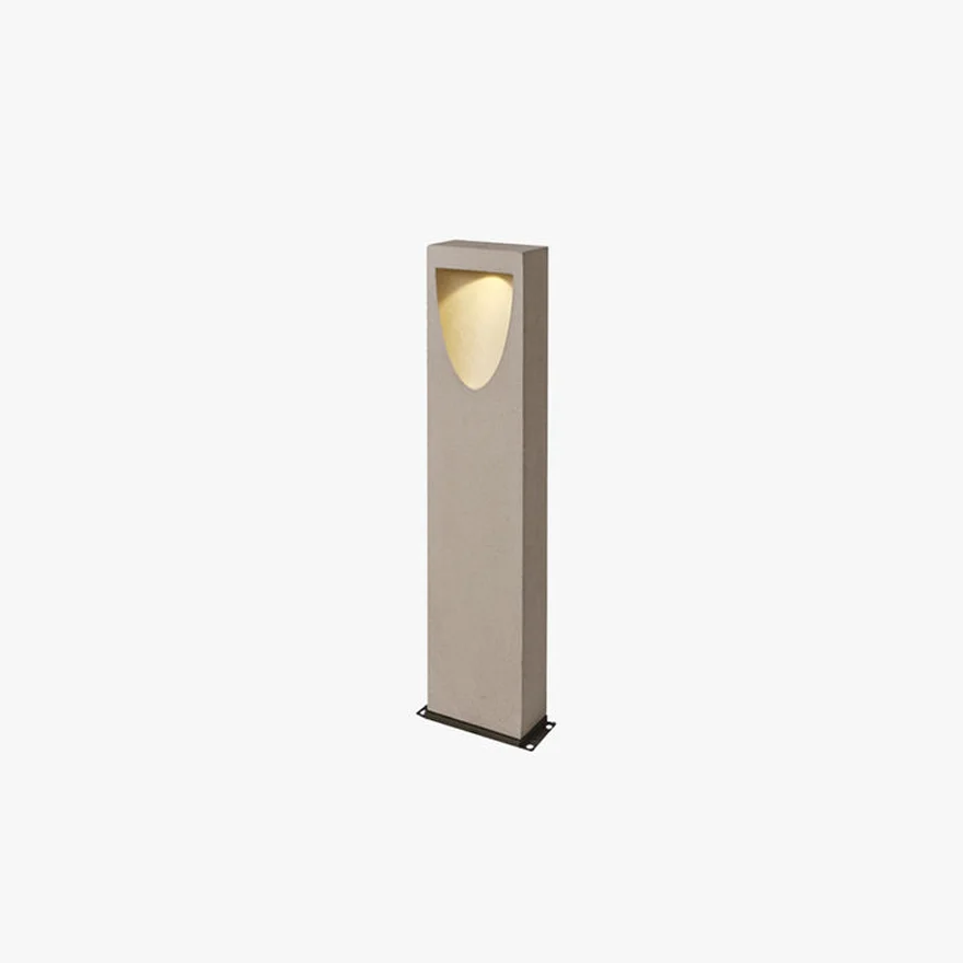 Minimalist Metal And Marble Cylindrical Outdoor Pathway Light, Grey