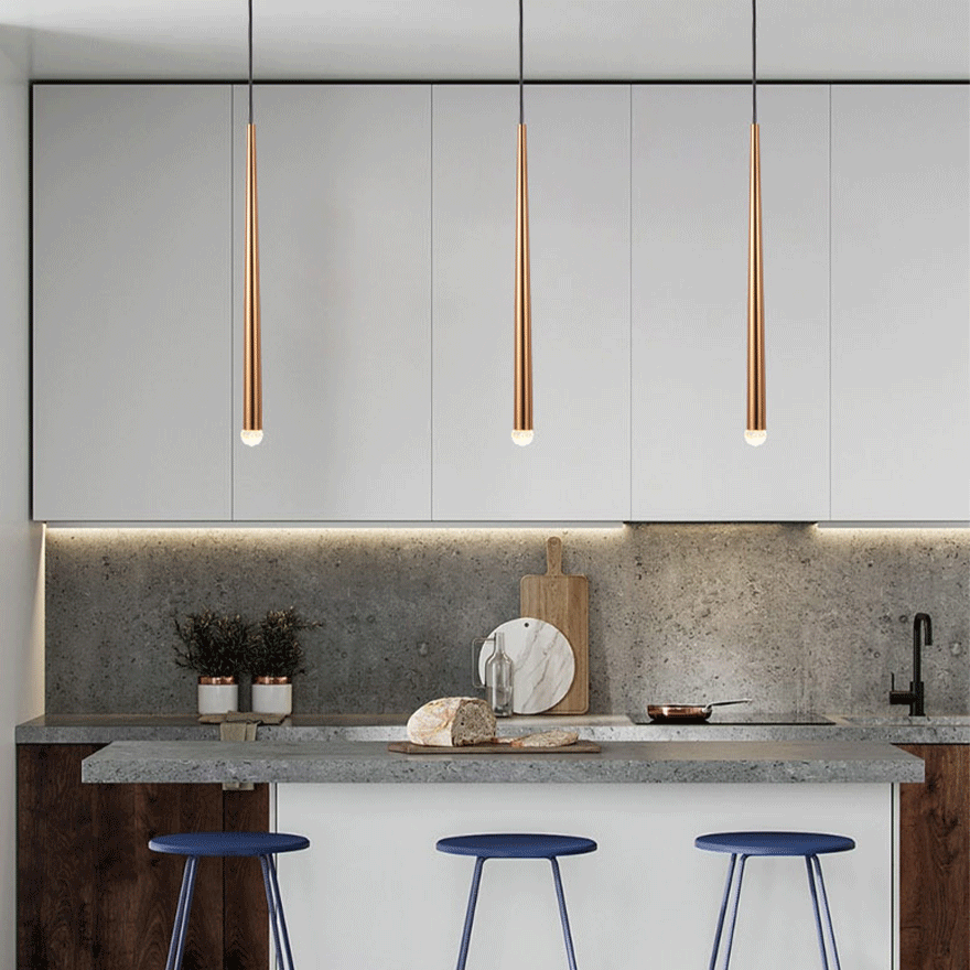 Modern Metal And Acrylic Linear Study Room Pendant Light, Gold