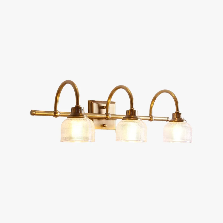 Scandinavian Metal And Glass Prismatic Bathroom Wall Lamp, Antique Brass