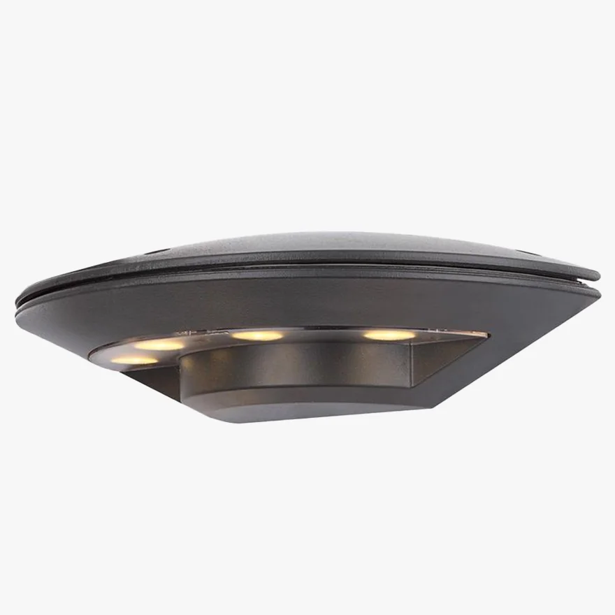 Modern Metal And Acrylic Saucer-Shaped Outdoor Wall Lamp, Black