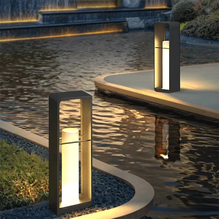 Minimalist Metal And Acrylic Rectangular Garden Outdoor Pathway Light, Black