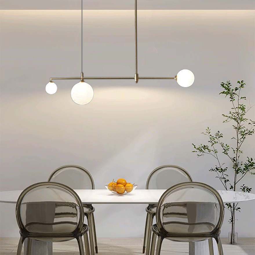 Contemporary Copper And Glass Bubble Dining Room Pendant Light, Gold