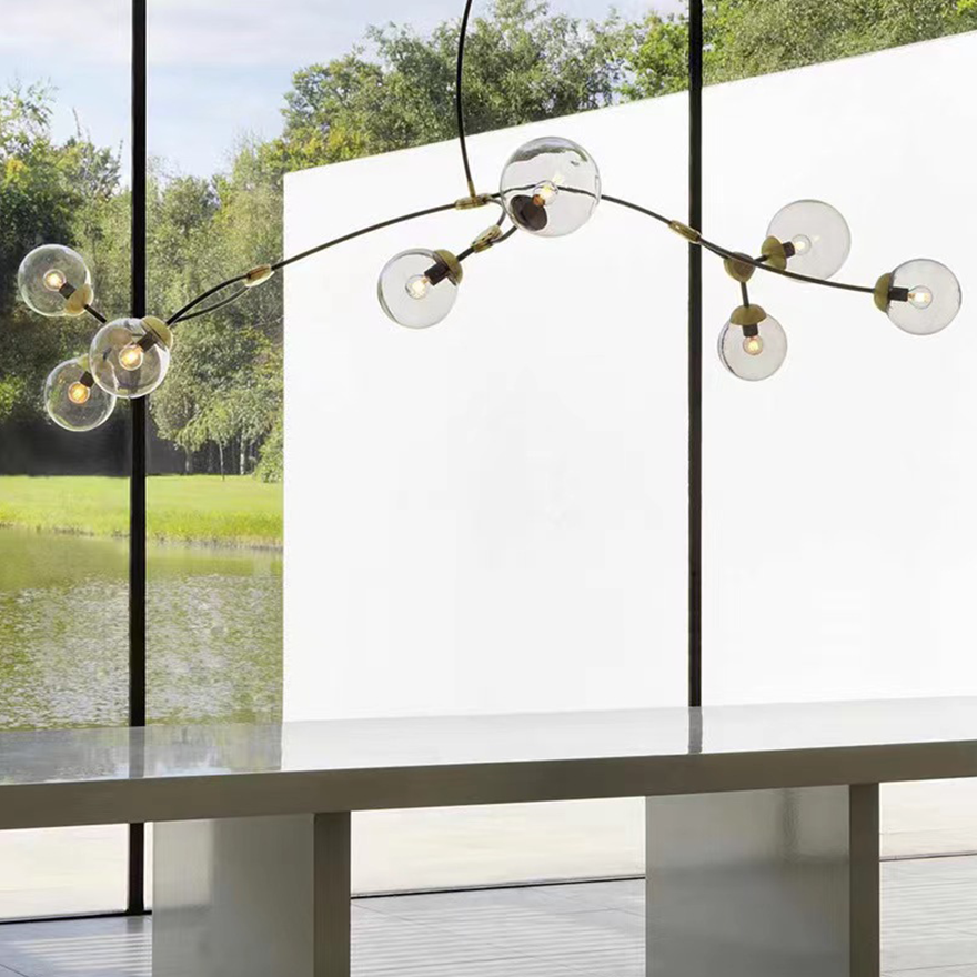 Modern Metal Bubble Dining Room Ceiling Light, Clear/Milky White, Trichromatic Light