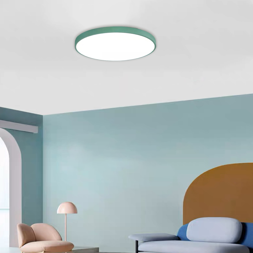 Morandi Metal And Acrylic Round Children’s Room Ceiling Light, Blue/Green/Grey/Pink/Yellow