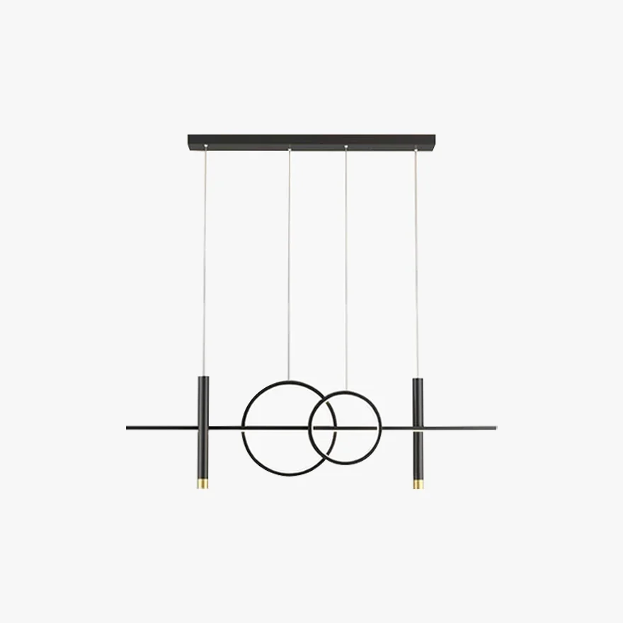 Minimalist Metal Linear Kitchen Island Pendant Light, Black/Gold