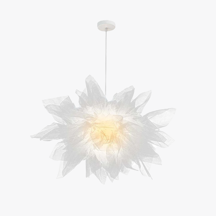 Art Deco Fabric Floral Bedroom Pendant Light, White