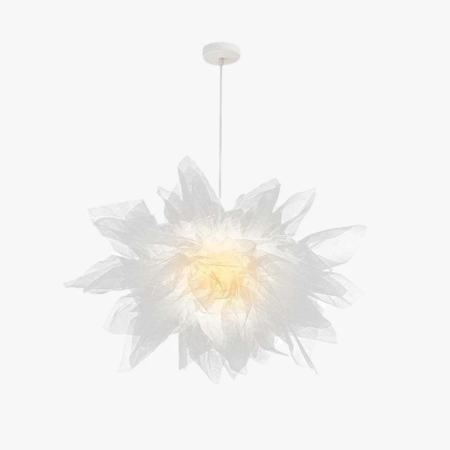 Art Deco Fabric Floral Bedroom Pendant Light, White