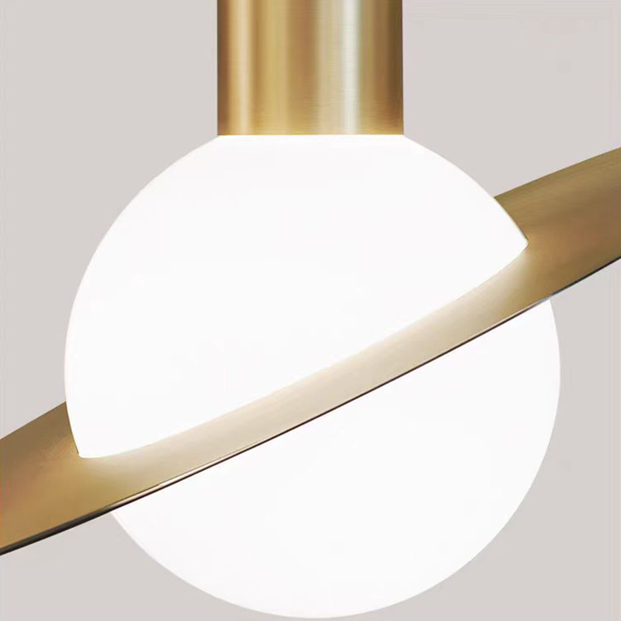 Modern Metal And Glass Annular Dinning Room Pendant Light, Gold