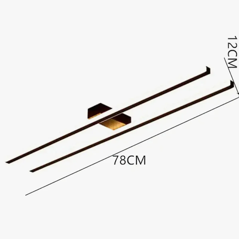 Modern Metal Linear Living Room Ceiling Light, Black/Gold/White